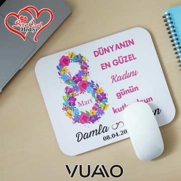 Kişiye Özel İsimli 8 Mart Dünya Kadınlar Günü Mouse Pad