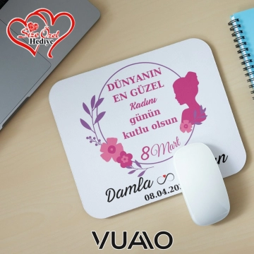 Kişiye Özel İsimli 8 Mart Dünya Kadınlar Günü Mouse Pad