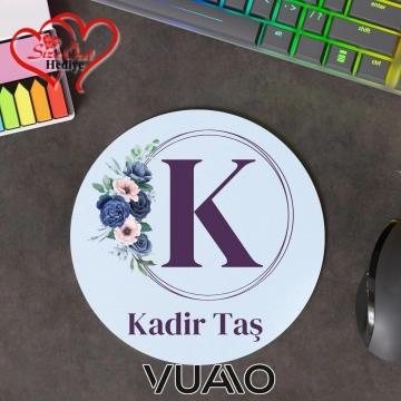 Kişiye Özel İsimli ve Harfli Yuvarlak Mouse Pad