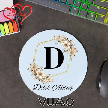 Kişiye Özel İsimli ve Harfli Yuvarlak Mouse Pad