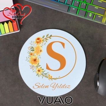 Kişiye Özel İsimli ve Harfli Yuvarlak Mouse Pad