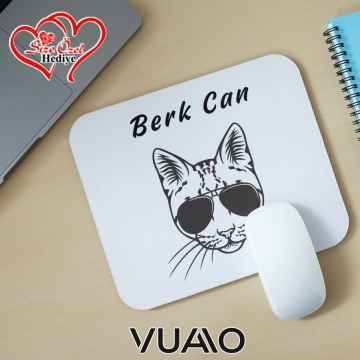 Kişiye Özel İsimli ve Kedi Temalı Mouse Pad