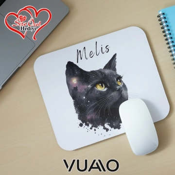 Kişiye Özel İsimli ve Kedi Temalı Mouse Pad