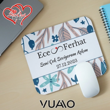 Kişiye Özel İsimli ve Tarihli Desenli Mouse Pad