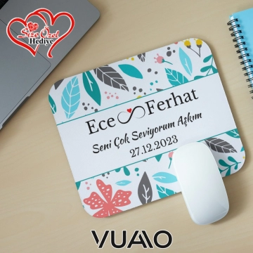 Kişiye Özel İsimli ve Tarihli Desenli Mouse Pad