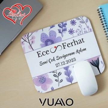Kişiye Özel İsimli ve Tarihli Desenli Mouse Pad
