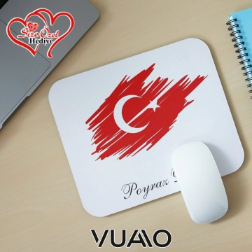 Kişiye Özel İsimli ve Türk Bayraklı Mouse Pad
