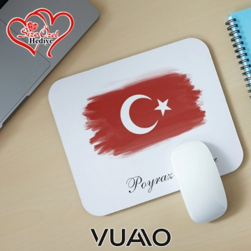 Kişiye Özel İsimli ve Türk Bayraklı Mouse Pad