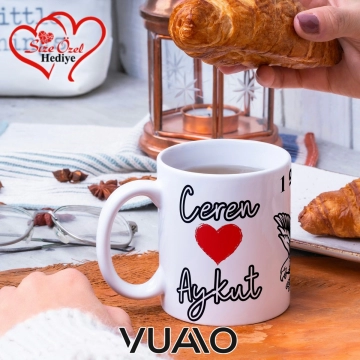 Siyah Beyaz 1903 Kartal Desenli Kişiye Özel İsim ve Fotoğraf Baskılı Hediyelik Kupa Bardak