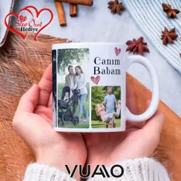 Babalar Gününe Özel İsimli ve Fotoğraflı Kupa Bardak