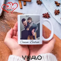 Babalar Gününe Özel İsimli ve Fotoğraflı Kupa Bardak
